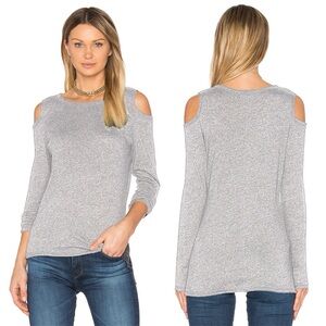NATION LTD Olivia Cutout Heathered Sweatshirt